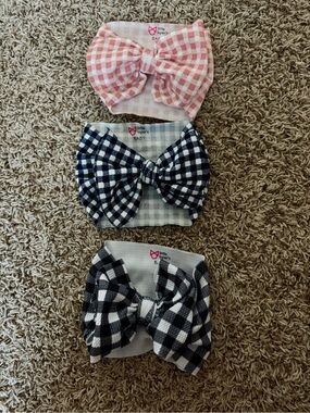 Gingham Bow Headbands - Pink, Navy, Black little lopers baby